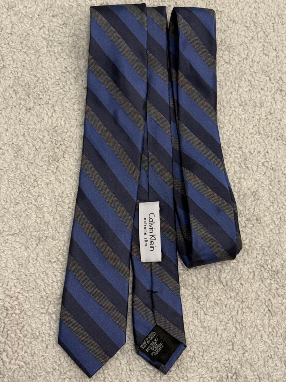 Calvin Klein Blue & Black Diagonal Stripe Silk Tie
